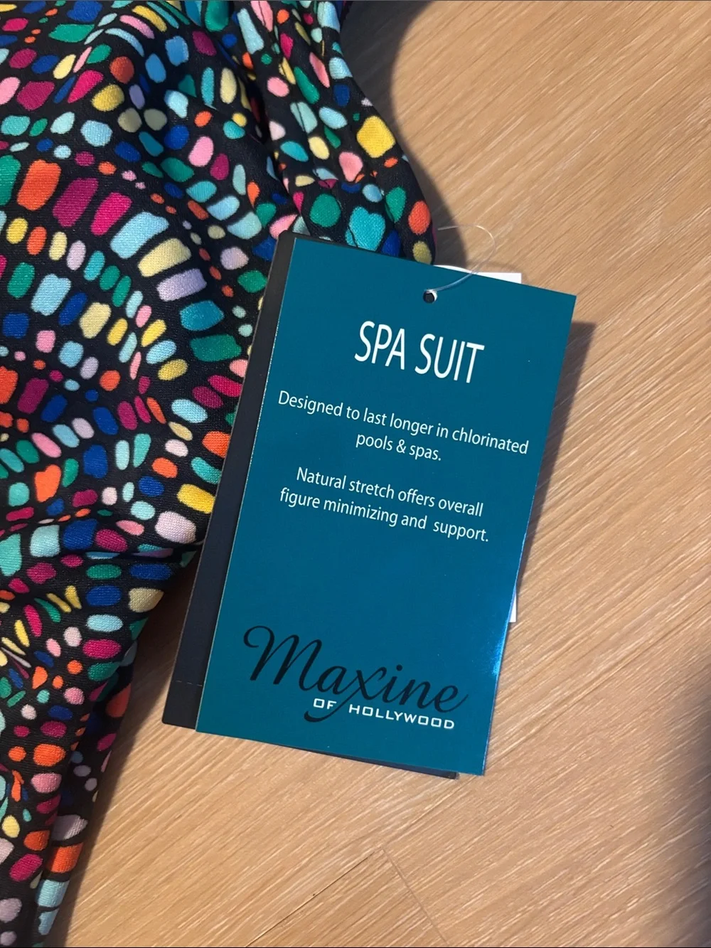 NWT Maxine of Hollywood Colorburst Spa Shirred Front Girl Leg One Piece size 16